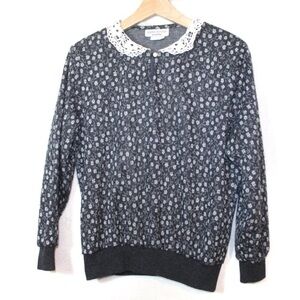 Vintage Simply Petites womens sweater size SP gray floral 90s cottagecore UK